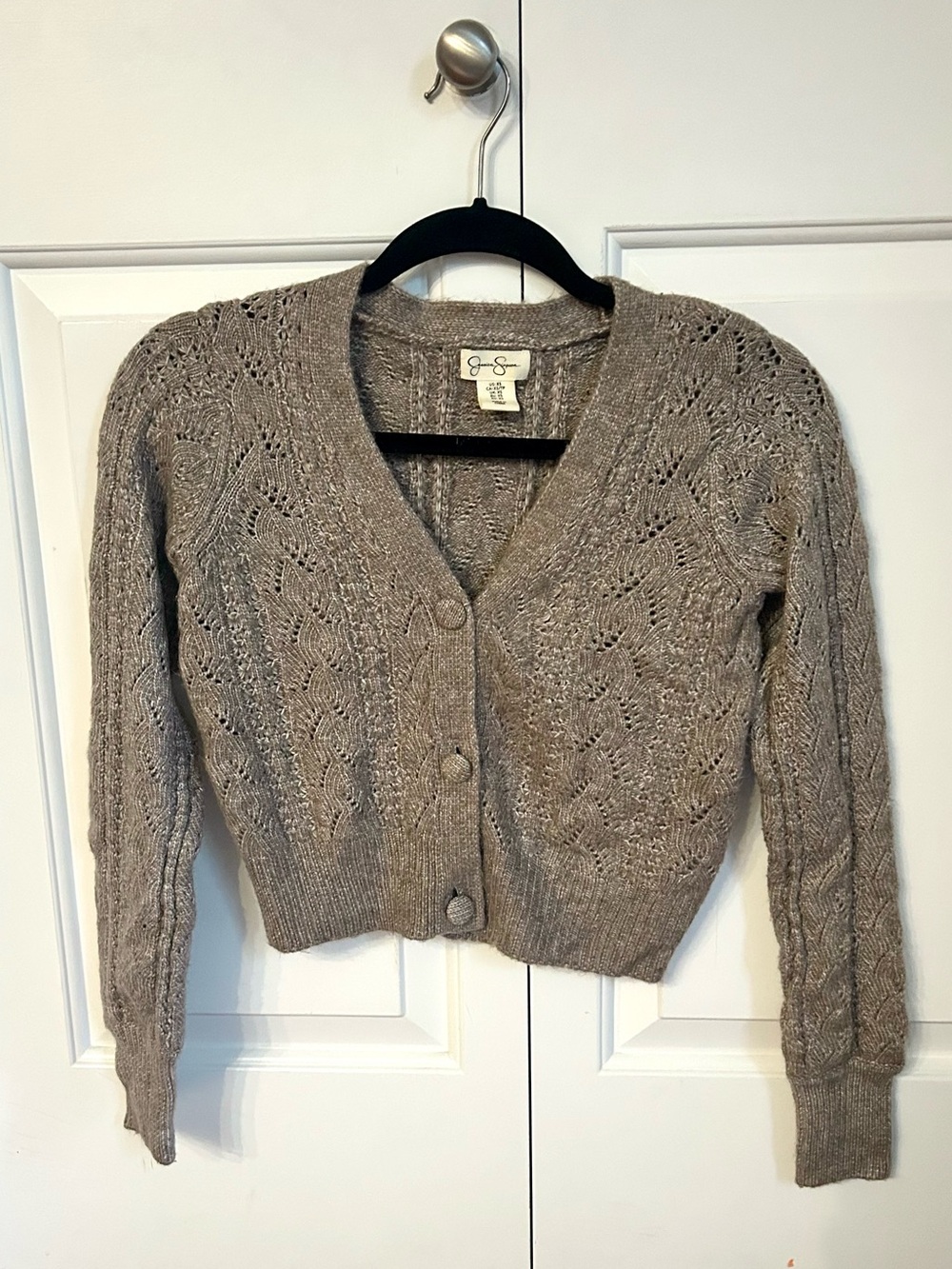Jessica Simpson taupe brown Cable Knit Button-Front Cardigan